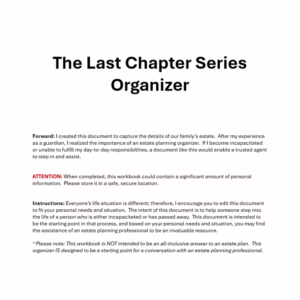 The Last Chapter Series Organizer